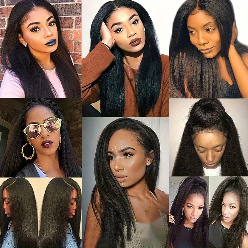 3 Packs Synthetic Kinky Straight Peruvian Wig Weave Bundles Heat-resistant Fiber Bundles Hair Extensions Women Coarse Yaki Weft