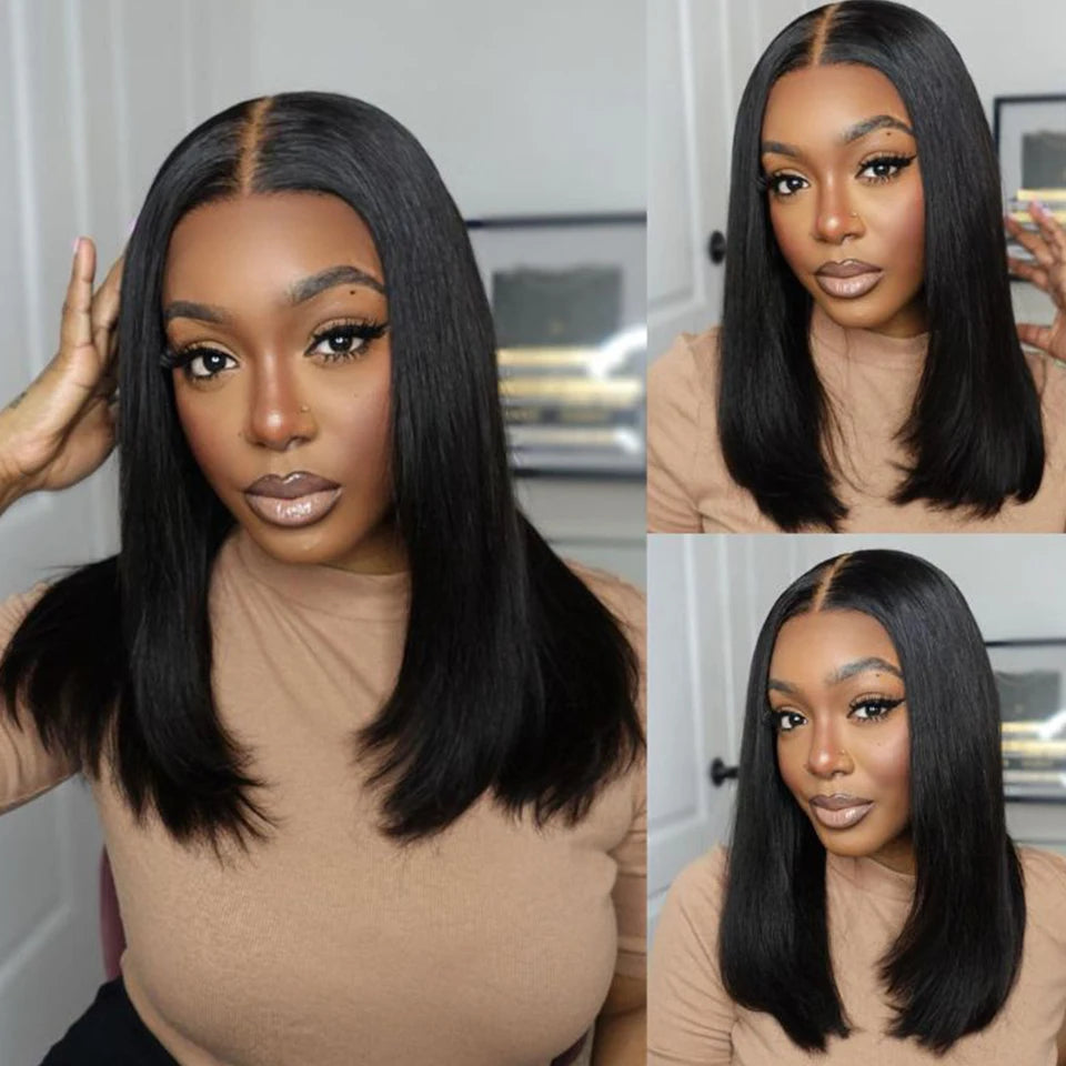 Ginger Orange HD Transparent Short Bob Human Hair Wigs Peruvian Highlight Straight 13x6x2 Lace Front Wig For Women Pre Plucked
