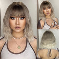 HENRY MARGU Red Copper Ginger Synthetic Wigs with Bangs Medium Water Wave Natural Bob Daily Hair Wigs for Women Heat Resistant