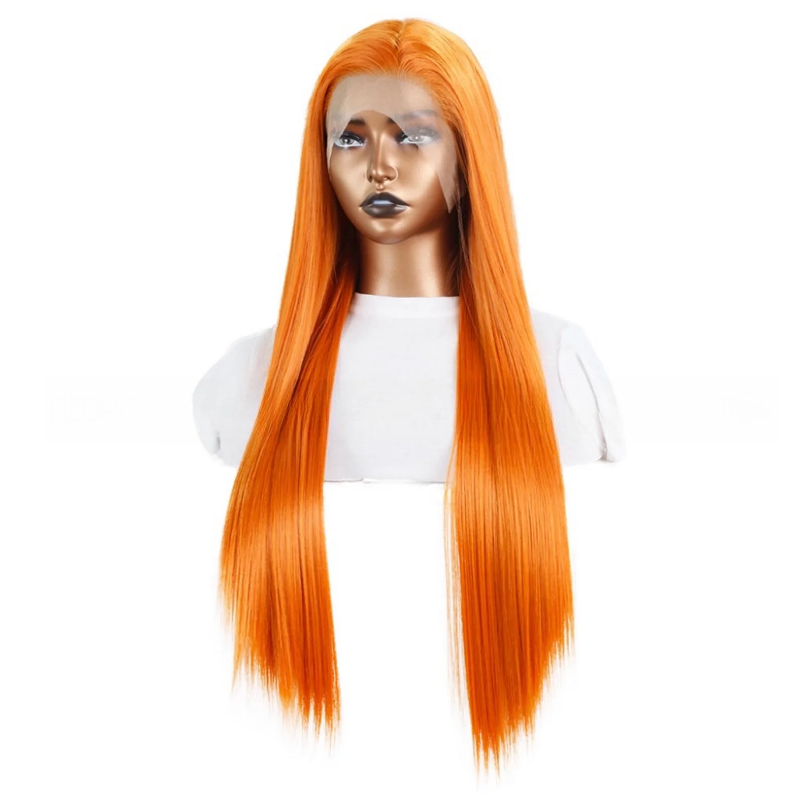 Orange Wig Long Straight Synthetic Lace Front Wig Glueless Wigs for Women Party Cosplay Bright Ginger Hair Lace Frontal Wigs