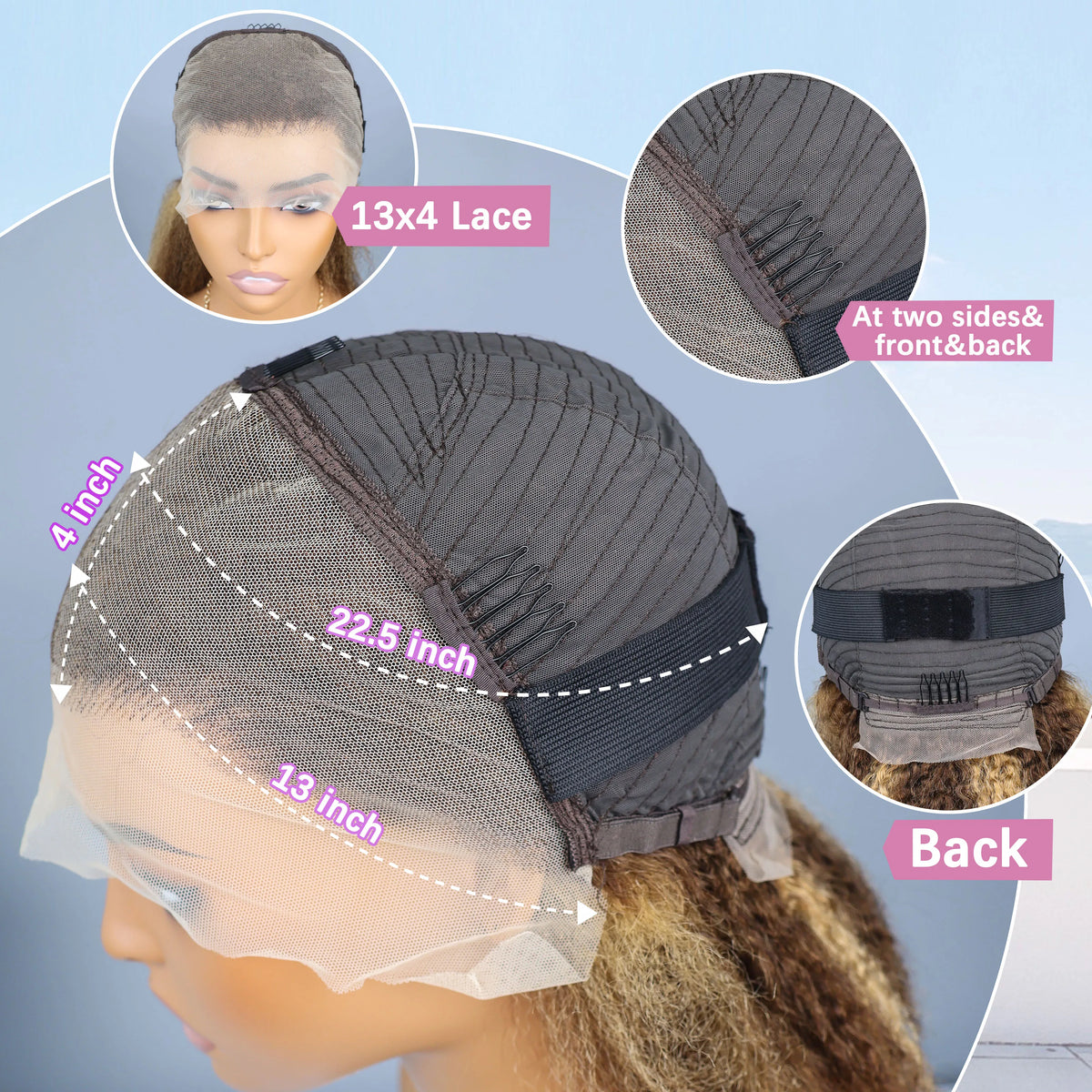 Kinky Straight 4/27 Highlight 13x4 Transparent Lace Frontal Human Hair Wigs Short Brown Blonde Piano Colored Human Hair Bob Wig
