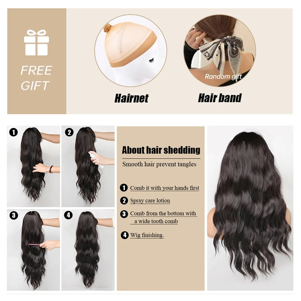 Orange synthetic wig with long straight hair for Halloween cosplay, role-playing party, daily costume, hot wire wig headband
