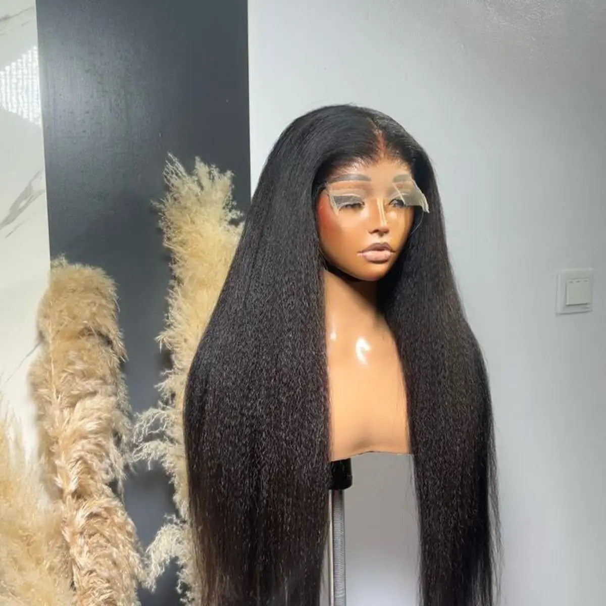 Yaki Kinky Straight 13X4X1HD Full Lace Frontal Wigs For Women Preplucked With Baby Hair Wedding Glueless Wigs Daily Ponytails
