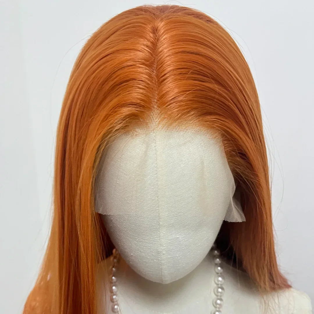 Orange Lace Front Wig for Women Ginger 26 Inch Long Straight 13*4 Lace Wigs Synthetic Lace Wigs Natural Looking Cosplay Peluca