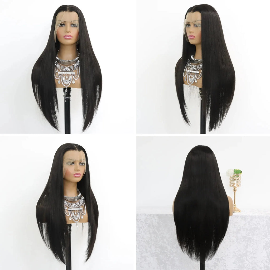 Long Straight Black Lace Front Wig Glueless