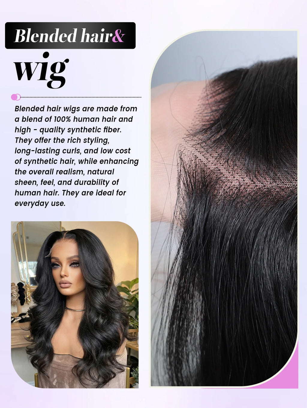 Lace Front Wig Blended  Glueless
